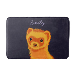 Cute ferret art ferret mom name bath mat