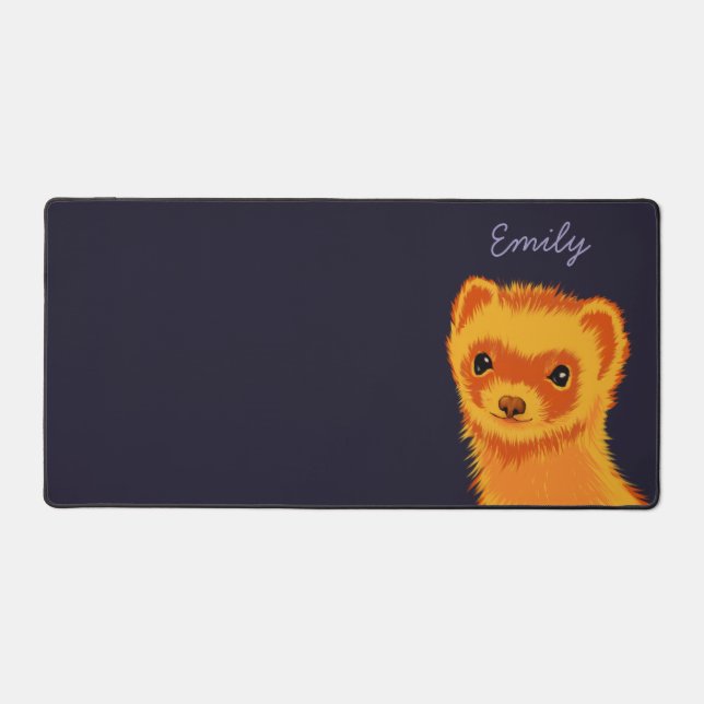 Cute ferret art ferret mom name desk mat (Front)