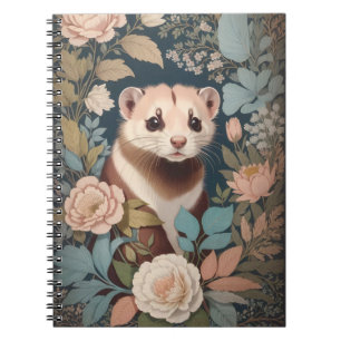 Cute Ferret Elegant Pastel Floral Garden Notebook