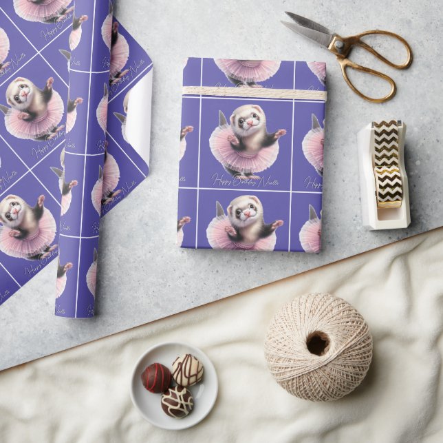 Cute Ferret in a Tutu Doing Ballet Wrapping Paper (Crafts)