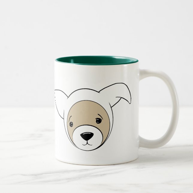 Cute Ferret in Easter Bunny Costume Two-Tone Coffee Mug (Right)