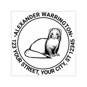 Cute Ferret Name Return Address Self-inking Stamp
