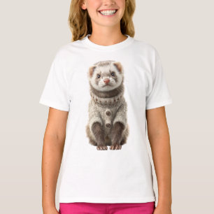 Cute Ferret Wearing Cozy Knit Sweater Kids