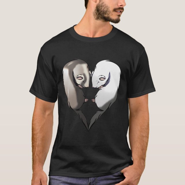Cute Ferrets Couple Heart Animal Lover Gift T-Shirt (Front)