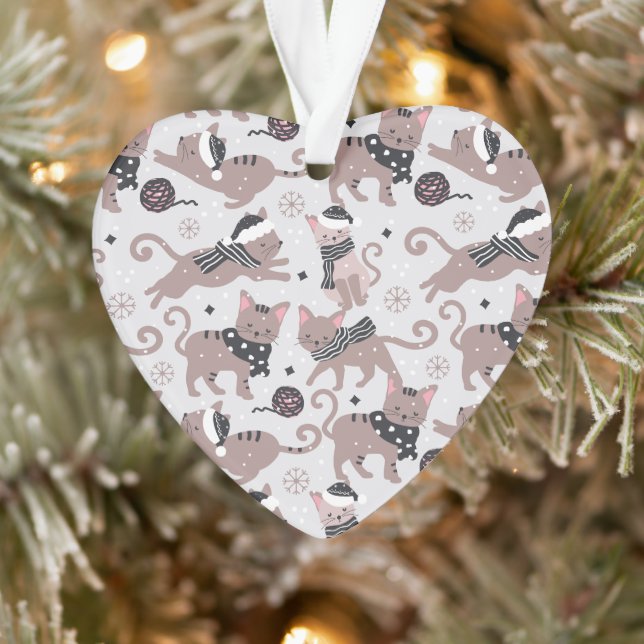 Cute Festive Chat Motif Noël Arbre Coeur (Arbre)
