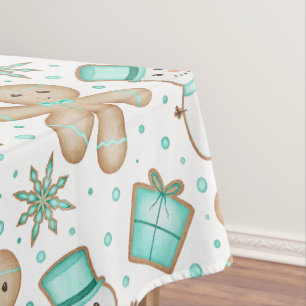 Cute Festive Christmas Gingerbread Man Tablecloth