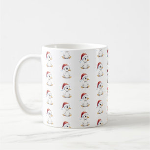 Cute Festive Christmas Goose Duck With Santa Hat Coffee Mug