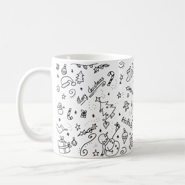 Cute Festive Christmas Holidays Pattern Coffee Mug (Left)
