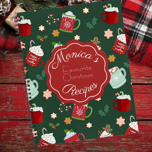 Cute Festive Christmas Mugs Pattern Recipe Notebook