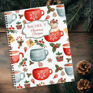 Cute Festive Christmas Mugs Pattern Recipe Notebook