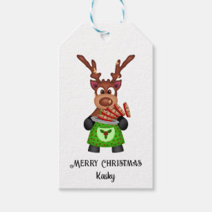 Cute Festive Christmas Reindeer Customised Gift Tags