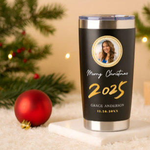 Cute Festive Custom Name Photo Christmas Gift  Insulated Tumbler