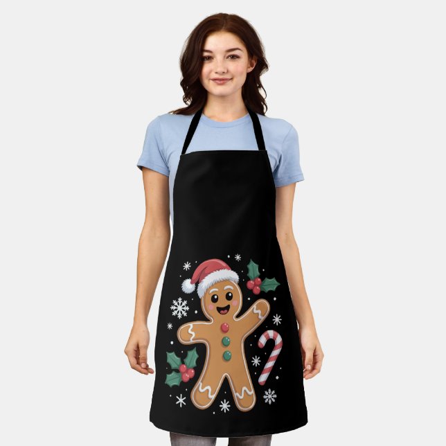 Cute Festive Gingerbread Man Christmas Cookie  Apron (Worn)