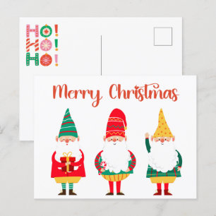 Cute Festive Gnomes Merry Christmas Postcard