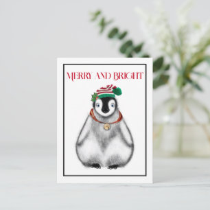 Cute festive holiday christmas Penguin  Postcard