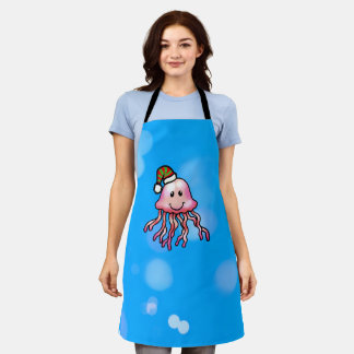 Cute Festive Jellyfish Cartoon Apron