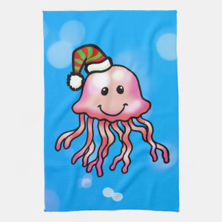 Cute Festive Jellyfish Cartoon Kitchen Towel