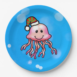 Cute Festive Jellyfish Cartoon Paper Plate