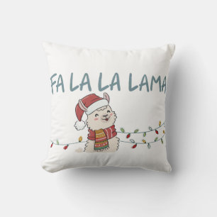 Cute Festive Llama Throw Pillow