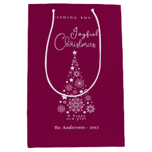 Cute Festive Magenta Christmas  Medium Gift Bag