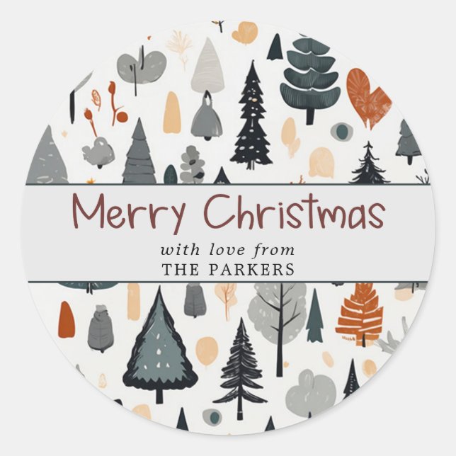 Cute Festive Merry Christmas Holiday  Classic Round Sticker (Front)