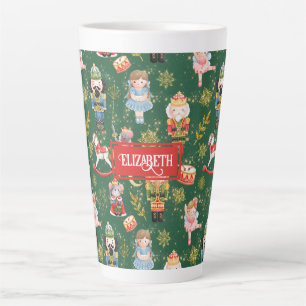 Cute Festive Nutcracker Ballet Characters Name Latte Mug
