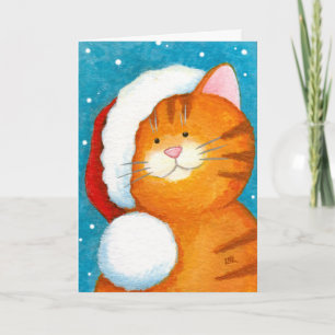 Cute Festive Orange Tabby Cat Christmas Card