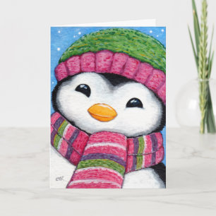 Cute Festive Penguin Chick Christmas Card