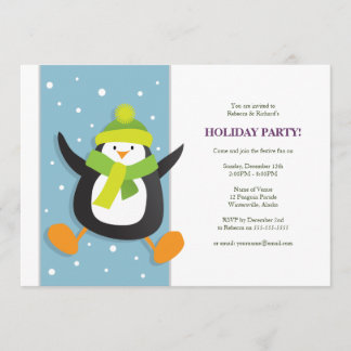 Cute Festive Penguin | Holiday Party Invitation