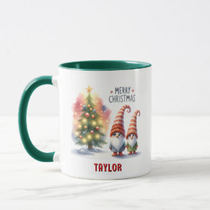 Cute Festive Personalized Merry Christmas Gnome  Mug
