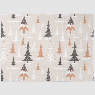 Cute Festive Pink Boho Brown Christmas Trees Tissue Paper
