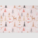 Cute Festive Pink Christmas Tree Snowman Reindeer Tissue Paper<br><div class="desc">Cute Festive Pink Christmas Tree Snowman Reindeer Wrapping Paper</div>