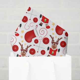 Cute Festive Red Christmas Reindeer Tissue Paper