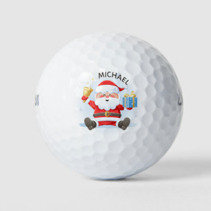 Cute Festive Santa Christmas Personalized Name Golf Balls