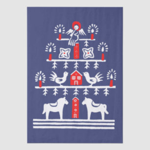 Cute Festive Scandi Red Blue White Christmas Tree Tissue Paper