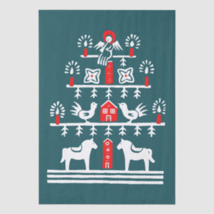 Cute Festive Scandi Red Blue White Christmas Tree Tissue Paper