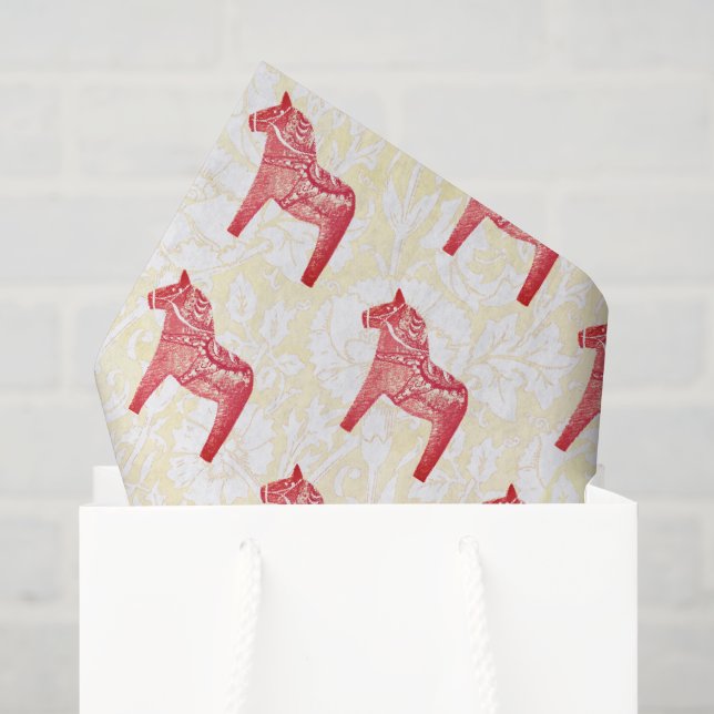 Cute Festive Scandi Red Dala Horse  Tissue Paper (Gift Bag)