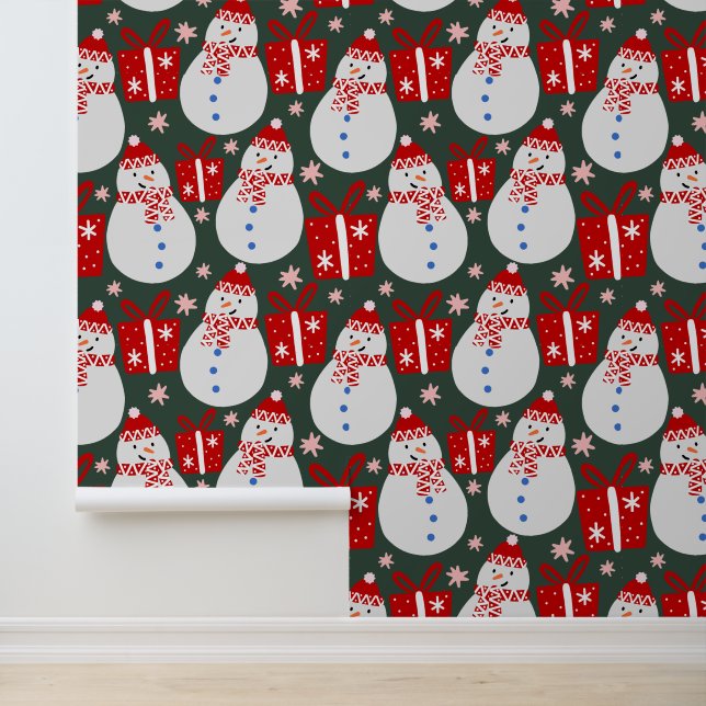 Cute Festive Snowman Christmas Holiday Gifts Wallpaper (Application)