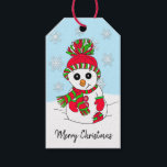 Cute Festive Snowman Pink Christmas Gift Tags<br><div class="desc">Cute Festive Snowman with snowflakes personalized to and from gift tags.</div>