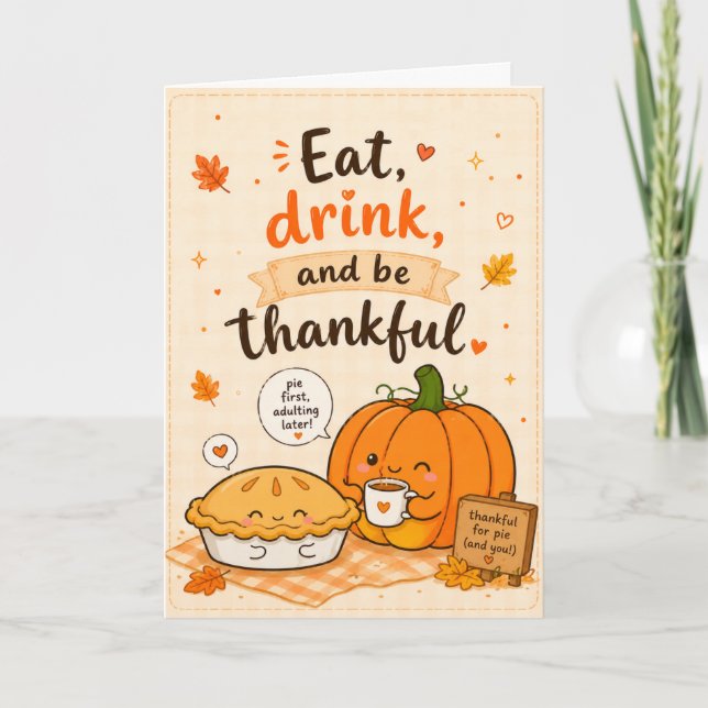 Cute Festive Thanksgiving Greeting Card (Front)
