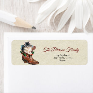 Cute Festive Vintage Christmas Kitten en démarrage