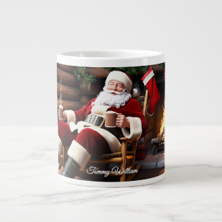 Cute Festive Vintage Traditional Christmas Large Coffee Mug