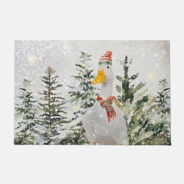 Cute Festive Winter Duck Doormat (Front)