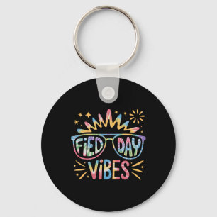 Cute Field Day Vibes Tie Dye For Teacher Kids Fiel Keychain