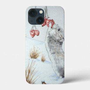 cute field mouse winter snow scene wildlife iPhone 13 mini case