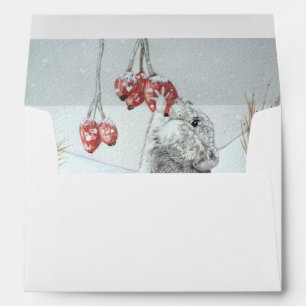 Cute field mouse winter snow scene wildlife envelopes