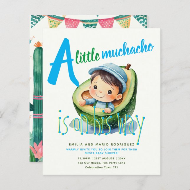 Cute Fiesta Boy Baby Shower Muchacho BUDGET  (Front/Back)