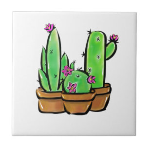 Cute fiesta Cactus cacti succulents  Tile