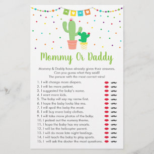 Cute Fiesta Cactus Guess Who Said It Shower Game