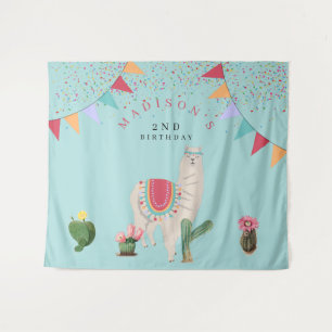 Cute Fiesta Llama & Cactus Kids Birthday  Tapestry